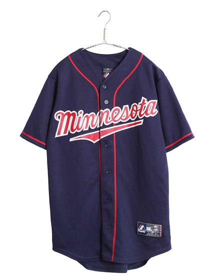 USA製 ツインズ ベースボール シャツ メンズ S / MLB オフィシャル マジェスティック 大リーグ ユニフォーム ゲームシャツ メジャーリーグ