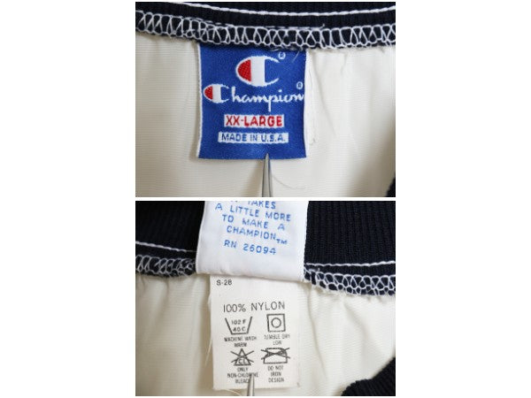80s USA製 チャンピオン カレッジ プリント ナイロン ジャケット メンズ XXL / ヴィンテージ ハイネック プルオーバー 大きいサイズ 青タグ