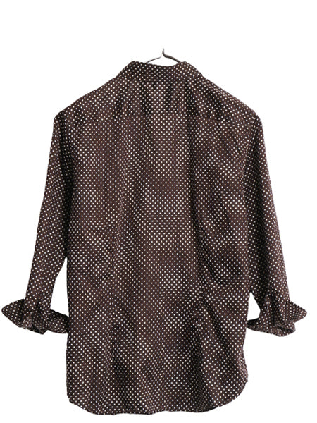 00s ローレン ラルフローレン ドット 七分袖 シャツ レディース M / オールド コットン 総柄 水玉 ブラウス きれいめ ツートン カジュアル