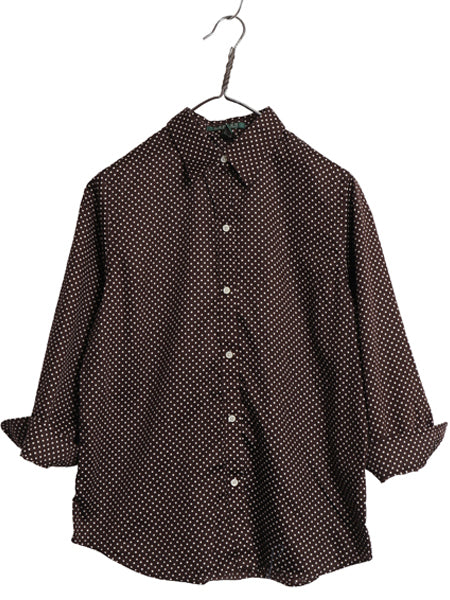 00s ローレン ラルフローレン ドット 七分袖 シャツ レディース M / オールド コットン 総柄 水玉 ブラウス きれいめ ツートン カジュアル