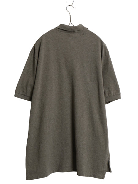 00s ポロ ラルフローレン 鹿の子 半袖 ポロシャツ メンズ XL オールド 半袖シャツ コットン カットソー ワンポイント 大きいサイズ グレー