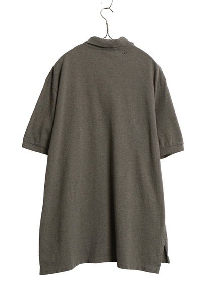 00s ポロ ラルフローレン 鹿の子 半袖 ポロシャツ メンズ XL オールド 半袖シャツ コットン カットソー ワンポイント 大きいサイズ グレー