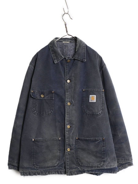 90s USA製 ★ カーハート チョア コート メンズ L / 雰囲気系 ダック カバーオール ジャケット ブランケット ライナー付き 廃盤 インディゴ