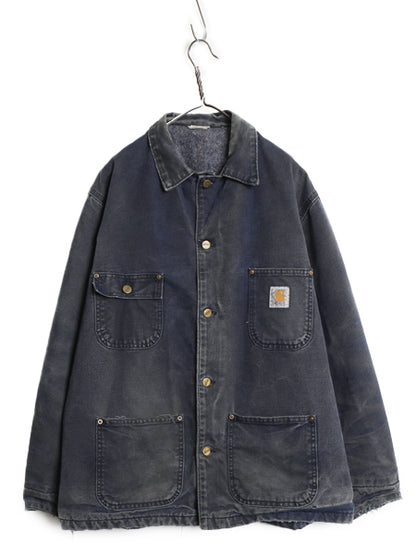 90s USA製 ★ カーハート チョア コート メンズ L / 雰囲気系 ダック カバーオール ジャケット ブランケット ライナー付き 廃盤 インディゴ