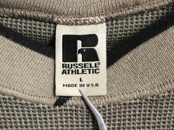 90s USA製 ラッセル 鹿の子 スウェット メンズ レディース L / 古着 オールド トレーナー 裏起毛 無地 ワンポイント ブランク レアモデル
