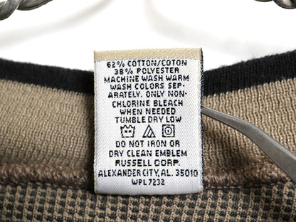 90s USA製 ラッセル 鹿の子 スウェット メンズ レディース L / 古着 オールド トレーナー 裏起毛 無地 ワンポイント ブランク レアモデル