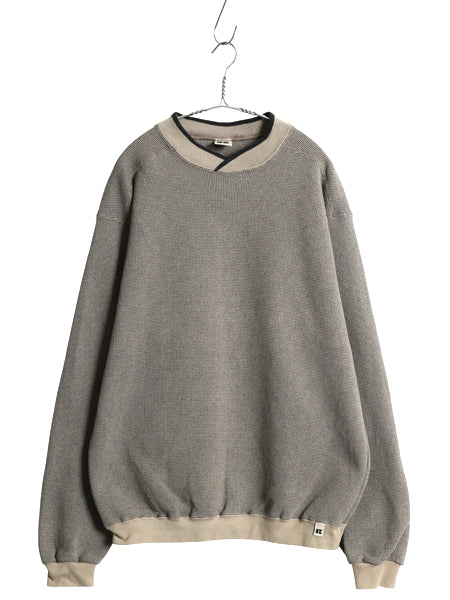 90s USA製 ラッセル 鹿の子 スウェット メンズ レディース L / 古着 オールド トレーナー 裏起毛 無地 ワンポイント ブランク レアモデル