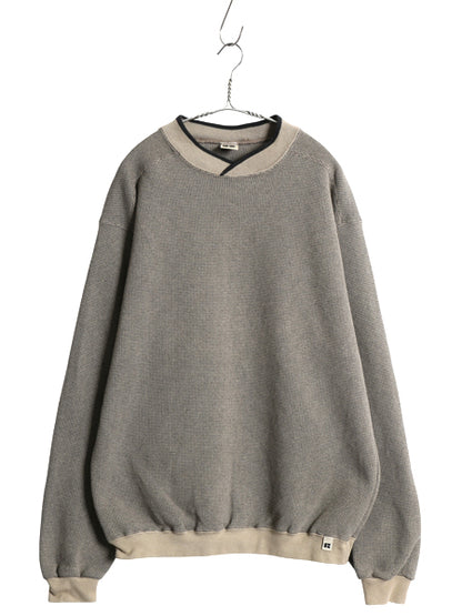 90s USA製 ラッセル 鹿の子 スウェット メンズ レディース L / 古着 オールド トレーナー 裏起毛 無地 ワンポイント ブランク レアモデル