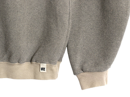 90s USA製 ラッセル 鹿の子 スウェット メンズ レディース L / 古着 オールド トレーナー 裏起毛 無地 ワンポイント ブランク レアモデル