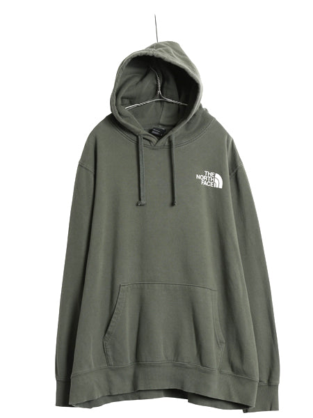 ノースフェイス 両面 プリント スウェット フード パーカー メンズ XL / アウトドア トレーナー プルオーバー 裏起毛 大きいサイズ カーキ