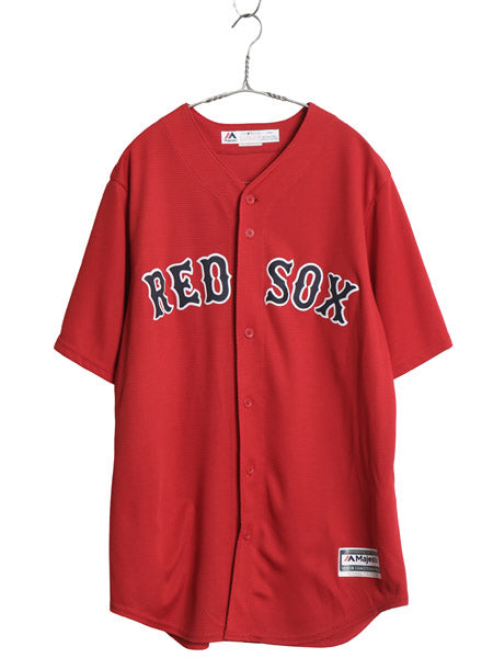 レッドソックス ベースボール シャツ メンズ L / MLB オフィシャル マジェスティック 大リーグ ユニフォーム ゲームシャツ ジャージ 重ね着