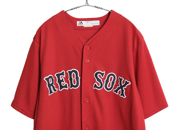 レッドソックス ベースボール シャツ メンズ L / MLB オフィシャル マジェスティック 大リーグ ユニフォーム ゲームシャツ ジャージ 重ね着