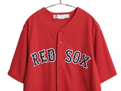 レッドソックス ベースボール シャツ メンズ L / MLB オフィシャル マジェスティック 大リーグ ユニフォーム ゲームシャツ ジャージ 重ね着