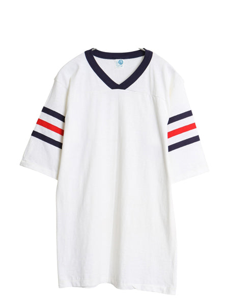 デッドストック 80's USA製 アルテックス フットボール 半袖 Tシャツ メンズ M ヴィンテージ Vネック シングルステッチ トリコ ライン 無地