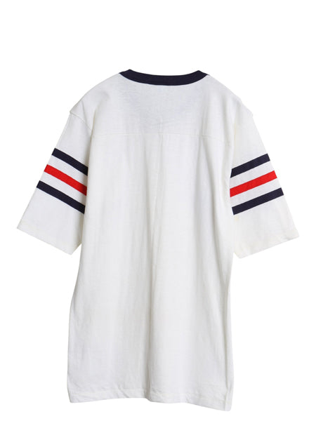 デッドストック 80's USA製 アルテックス フットボール 半袖 Tシャツ メンズ M ヴィンテージ Vネック シングルステッチ トリコ ライン 無地