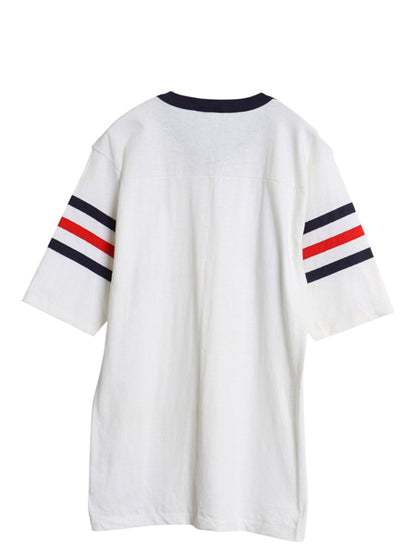 デッドストック 80's USA製 アルテックス フットボール 半袖 Tシャツ メンズ M ヴィンテージ Vネック シングルステッチ トリコ ライン 無地