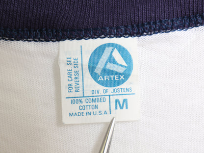 デッドストック 80's USA製 アルテックス フットボール 半袖 Tシャツ メンズ M ヴィンテージ Vネック シングルステッチ トリコ ライン 無地