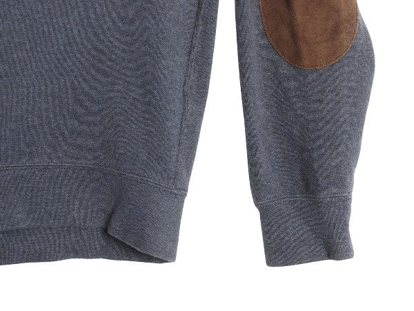 00s ポロ ラルフローレン ショールカラー コットン ニット スウェット メンズ L / リブ編み セーター 本革 レザー エルボーパッチ ネイビー