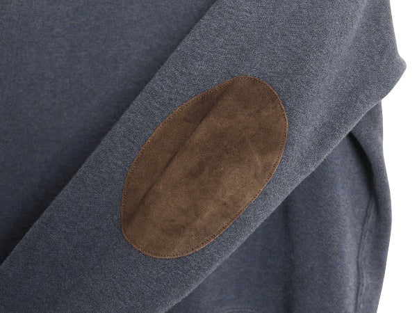 00s ポロ ラルフローレン ショールカラー コットン ニット スウェット メンズ L / リブ編み セーター 本革 レザー エルボーパッチ ネイビー