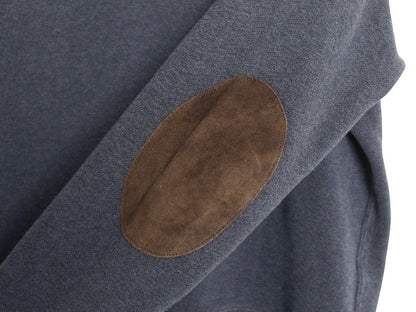 00s ポロ ラルフローレン ショールカラー コットン ニット スウェット メンズ L / リブ編み セーター 本革 レザー エルボーパッチ ネイビー