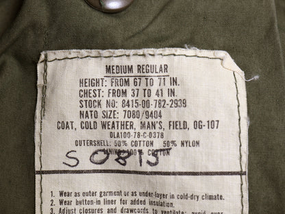 70s 米軍実物 US ARMY M-65 フィールド ジャケット MEDIUM REGULAR 78年製 ヴィンテージ ミリタリー 3rd ブラス 軍物 ブルゾン ジャンパー