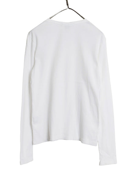 ラルフローレン 長袖 Tシャツ レディース L / ポロ スポーツ ロンT コットン ストレッチ リブ編み カットソー ロングスリーブ トップス 白