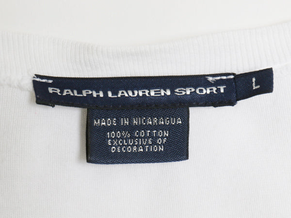 ラルフローレン 長袖 Tシャツ レディース L / ポロ スポーツ ロンT コットン ストレッチ リブ編み カットソー ロングスリーブ トップス 白