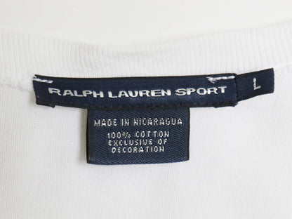 ラルフローレン 長袖 Tシャツ レディース L / ポロ スポーツ ロンT コットン ストレッチ リブ編み カットソー ロングスリーブ トップス 白