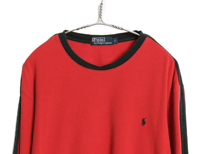 90s ポロ ラルフローレン 鹿の子 長袖 Tシャツ メンズ L 古着 オールド ロンT ロングスリーブ コットン ワンポイント カットソー ツートン