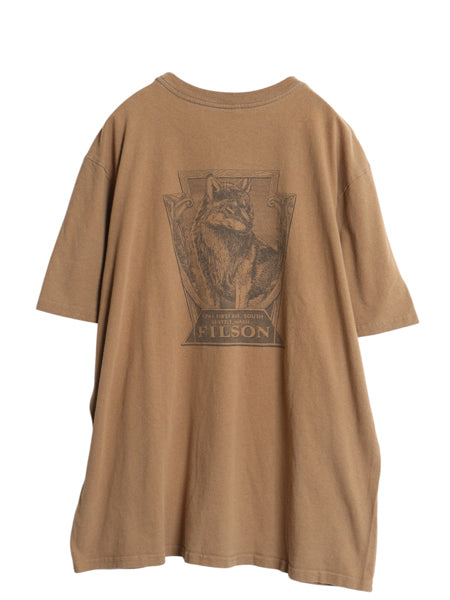 USA製 フィルソン 両面 プリント Tシャツ メンズ XXL / アウトドア アニマル オオカミ ウルフ イラスト グラフィック 大きいサイズ カーキ