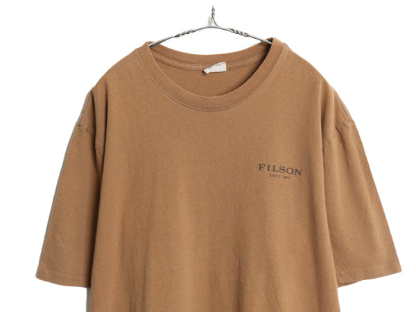 USA製 フィルソン 両面 プリント Tシャツ メンズ XXL / アウトドア アニマル オオカミ ウルフ イラスト グラフィック 大きいサイズ カーキ