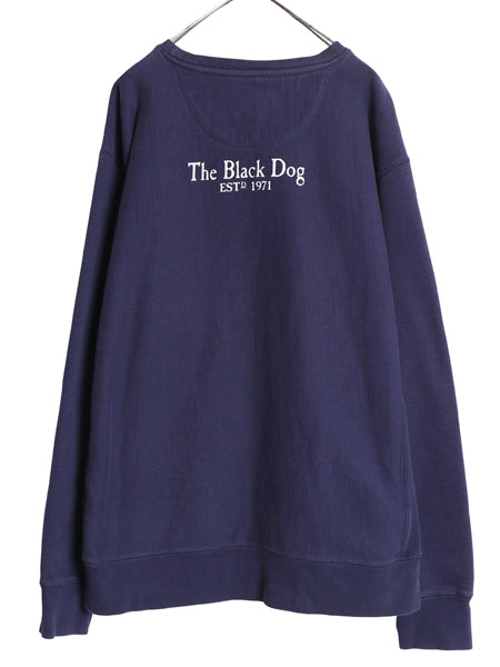 00s The Black Dog ドッグ プリント スウェット メンズ レディース XXL / オールド トレーナー 前V 裏起毛 ヘビーウェイト 大きいサイズ 紺