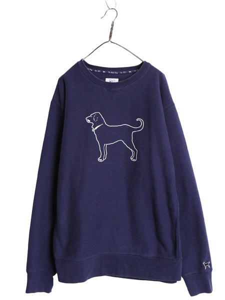 00s The Black Dog ドッグ プリント スウェット メンズ レディース XXL / オールド トレーナー 前V 裏起毛 ヘビーウェイト 大きいサイズ 紺