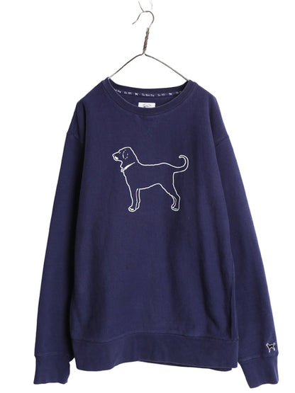 00s The Black Dog ドッグ プリント スウェット メンズ レディース XXL / オールド トレーナー 前V 裏起毛 ヘビーウェイト 大きいサイズ 紺