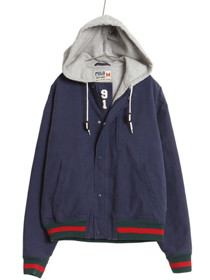 90s ★ ポロ ラルフローレン SPORTING GOODS 91 パーカー ジャケット メンズ M 古着 オールド コットン 裏起毛 ブルゾン フード スウェット