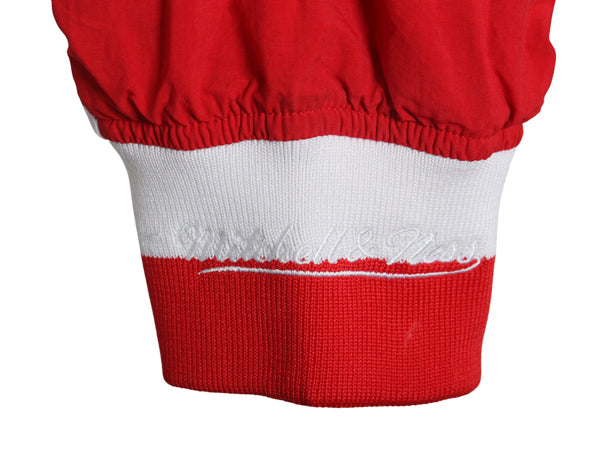 ブルズ ナイロン ウォームアップ ジャケット メンズ M NBA オフィシャル ミッチェルアンドネス スタジャン ジョーダン バスケ ブルゾン 赤