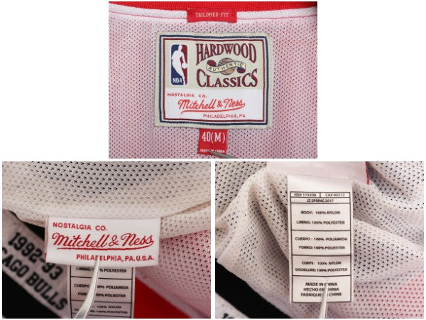 ブルズ ナイロン ウォームアップ ジャケット メンズ M NBA オフィシャル ミッチェルアンドネス スタジャン ジョーダン バスケ ブルゾン 赤