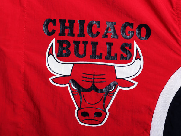 ブルズ ナイロン ウォームアップ ジャケット メンズ M NBA オフィシャル ミッチェルアンドネス スタジャン ジョーダン バスケ ブルゾン 赤