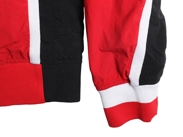 ブルズ ナイロン ウォームアップ ジャケット メンズ M NBA オフィシャル ミッチェルアンドネス スタジャン ジョーダン バスケ ブルゾン 赤