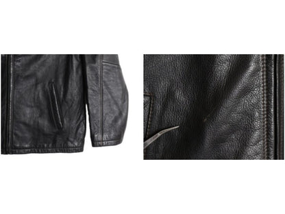 00s コロンビア 本革 レザー スポーツ ジャケット メンズ L / オールド 革ジャン 中綿 キルティング シングル ライダース オールレザー 黒