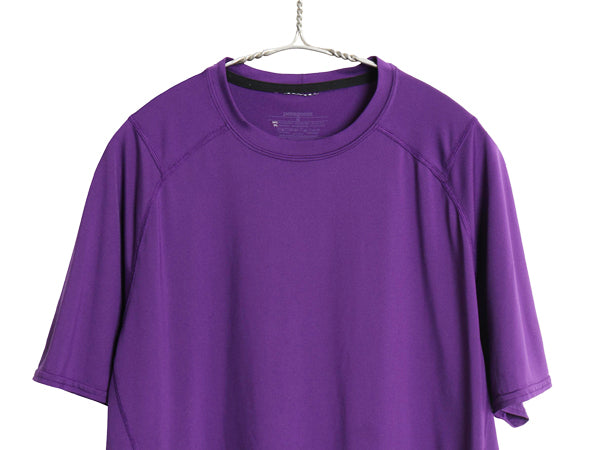 USA製 パタゴニア キャプリーン 半袖 Tシャツ メンズ M 古着 14年製 アウトドア ストレッチ インナー カットソー アンダーシャツ パープル