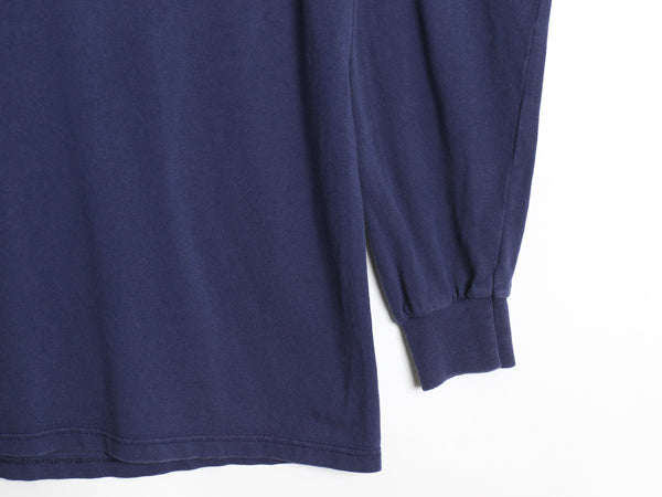90s USA製 アディダス 無地 長袖 Tシャツ メンズ L / オールド ロンT カットソー ヘビーウェイト ブランク クルーネック シンプル ネイビー