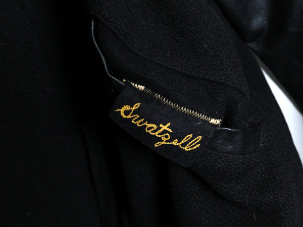 60s USA製 ★ HOLT'S 袖 レザー ウール スタジャン 38 メンズ M 程 ヴィンテージ サガラ ワッペン 襟付き アワード ジャケット ブルゾン 黒