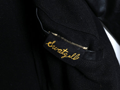 60s USA製 ★ HOLT'S 袖 レザー ウール スタジャン 38 メンズ M 程 ヴィンテージ サガラ ワッペン 襟付き アワード ジャケット ブルゾン 黒