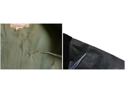 60s USA製 ★ HOLT'S 袖 レザー ウール スタジャン 38 メンズ M 程 ヴィンテージ サガラ ワッペン 襟付き アワード ジャケット ブルゾン 黒