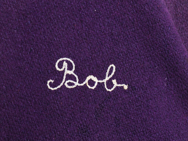 60s 70s ★ 袖 レザー ウール スタジャン メンズ M 程/ 古着 ヴィンテージ 本革 アワード ジャケット フェルト ワッペン ブルゾン パープル