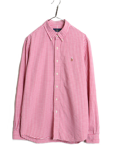 ラルフローレン ギンガム チェック 長袖 ボタンダウン シャツ メンズ XL / 古着 ポロ 長袖シャツ コットン オックスフォード 大きいサイズ 