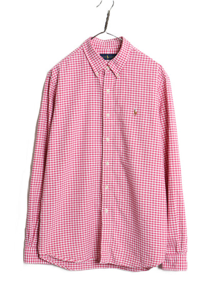 ラルフローレン ギンガム チェック 長袖 ボタンダウン シャツ メンズ XL / 古着 ポロ 長袖シャツ コットン オックスフォード 大きいサイズ 