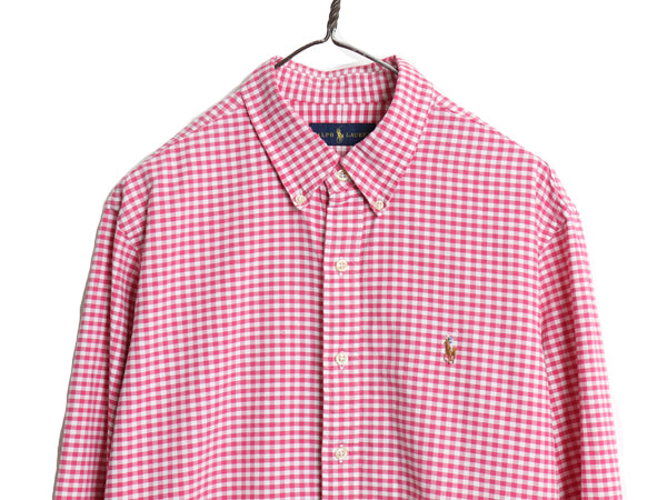 ラルフローレン ギンガム チェック 長袖 ボタンダウン シャツ メンズ XL / 古着 ポロ 長袖シャツ コットン オックスフォード 大きいサイズ 
