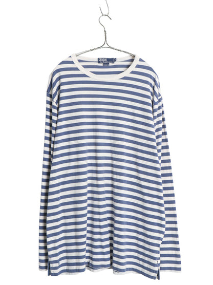90s ポロ ラルフローレン ボーダー 長袖 Tシャツ メンズ L オールド ロンT ロングスリーブ コットン カットソー シングルステッチ ツートン